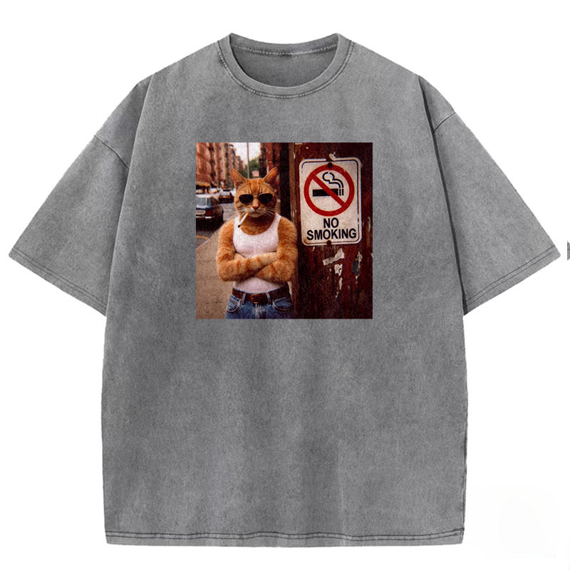 Cool Cat No Smoking Washed T-shirt