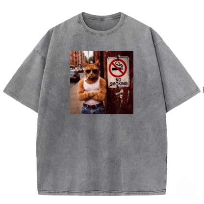 Cool Cat No Smoking Washed T-shirt