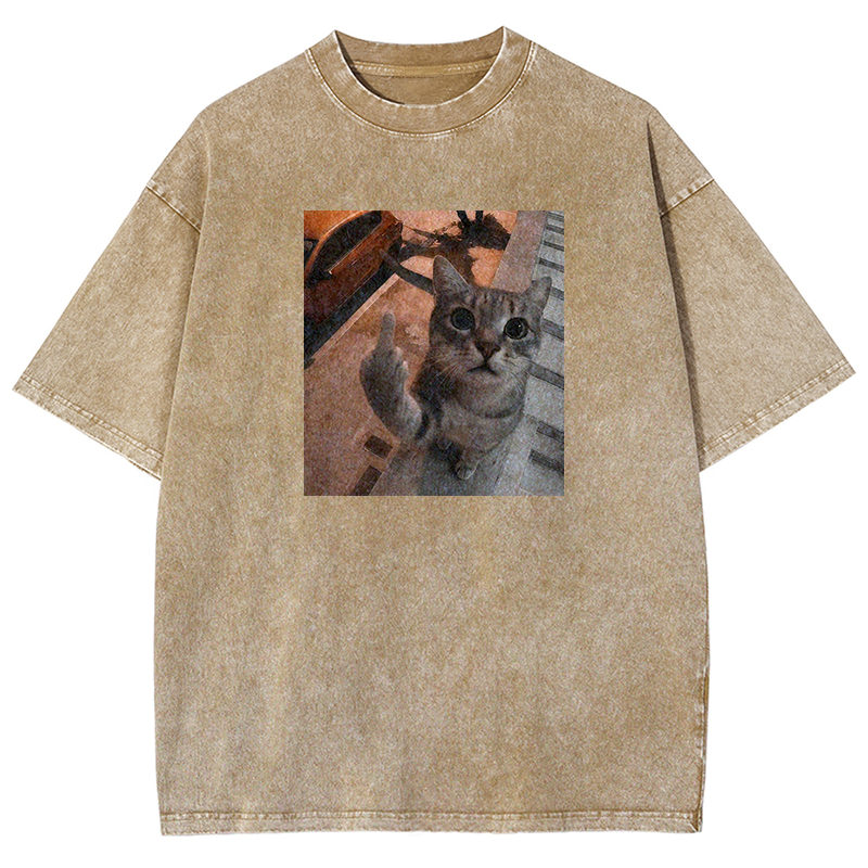 Middle Finger Moggie Washed T-shirt