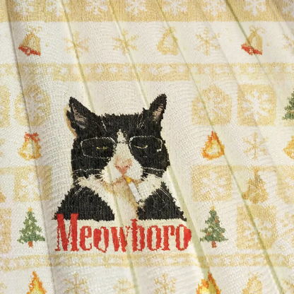 Funny Cat Smoking Cigarette Meme Ugly Christmas Sweatshirt