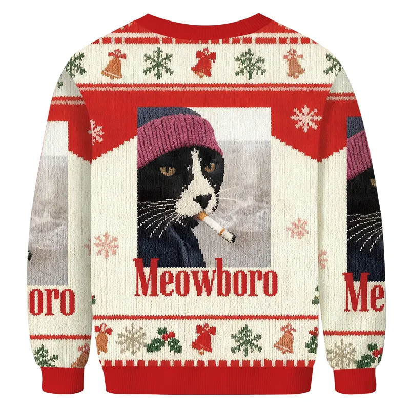 Smoking Cat Meme Ugly Christmas Sweatshirt