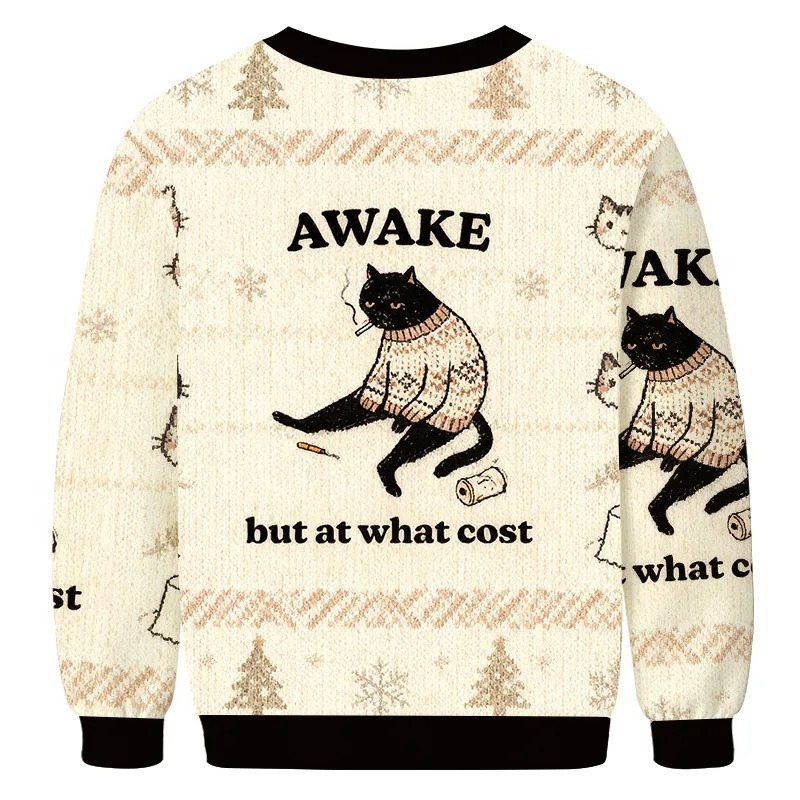 Decadent Smoking Cat Ugly Christmas Sweatshirt