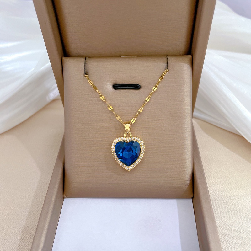 💥Desconto por tempo limitado💎Pingente feminino em forma de coração moissanite azul. colar de clavícula