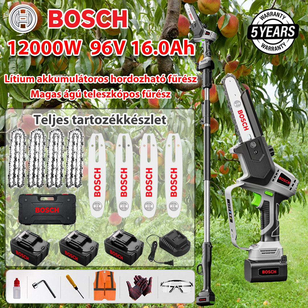 Bosch 12000W lítium akkumulátoros kefe nélküli láncfűrész