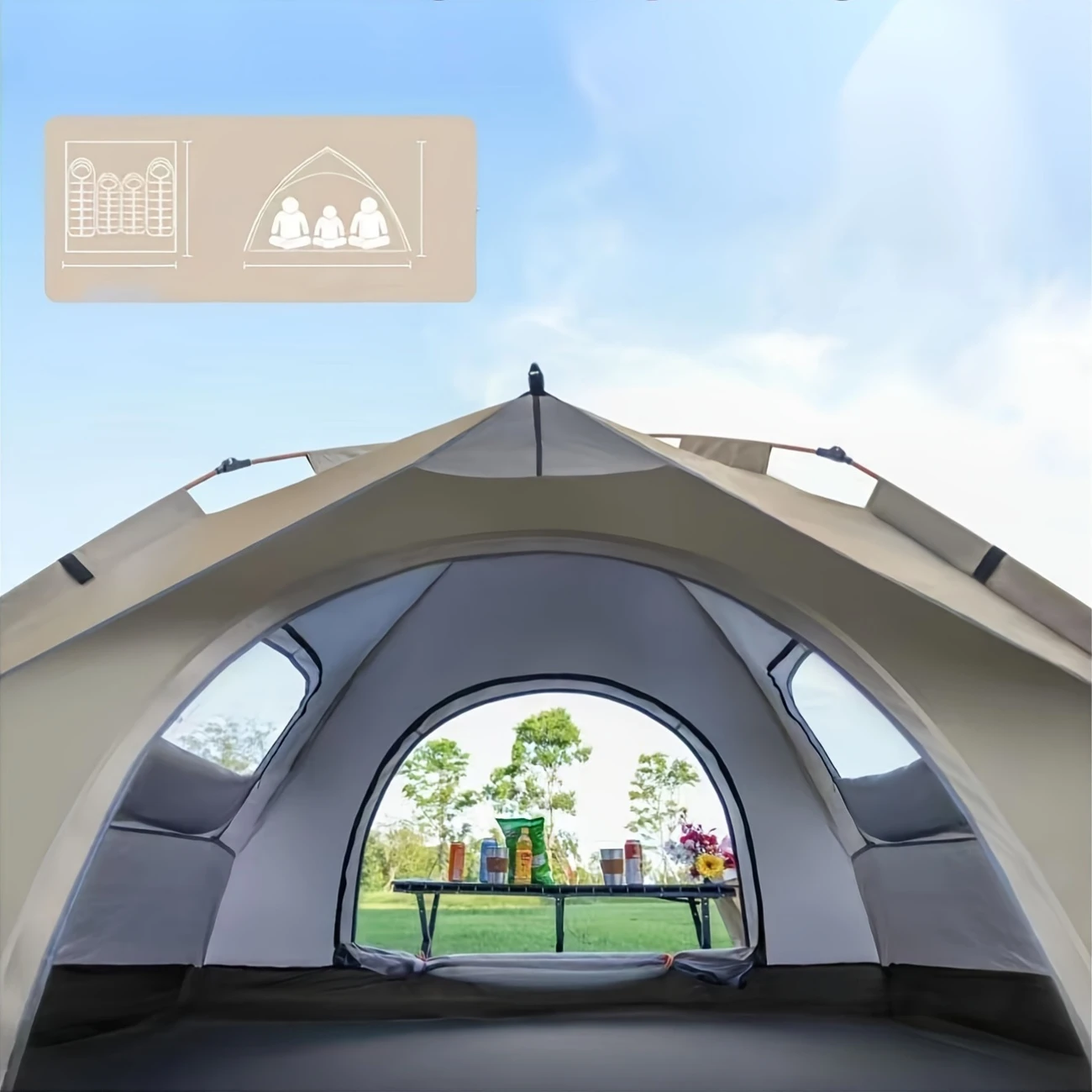 Cort automat cu deschidere rapida, cort de camping pentru calatorii in aer liber cu autoturismul, cort rezistent la ploaie si soare pentru plaja, adapost impotriva soarelui, cort portabil pentru pescuit si drumetii pentru 2-3/3-4 persoane