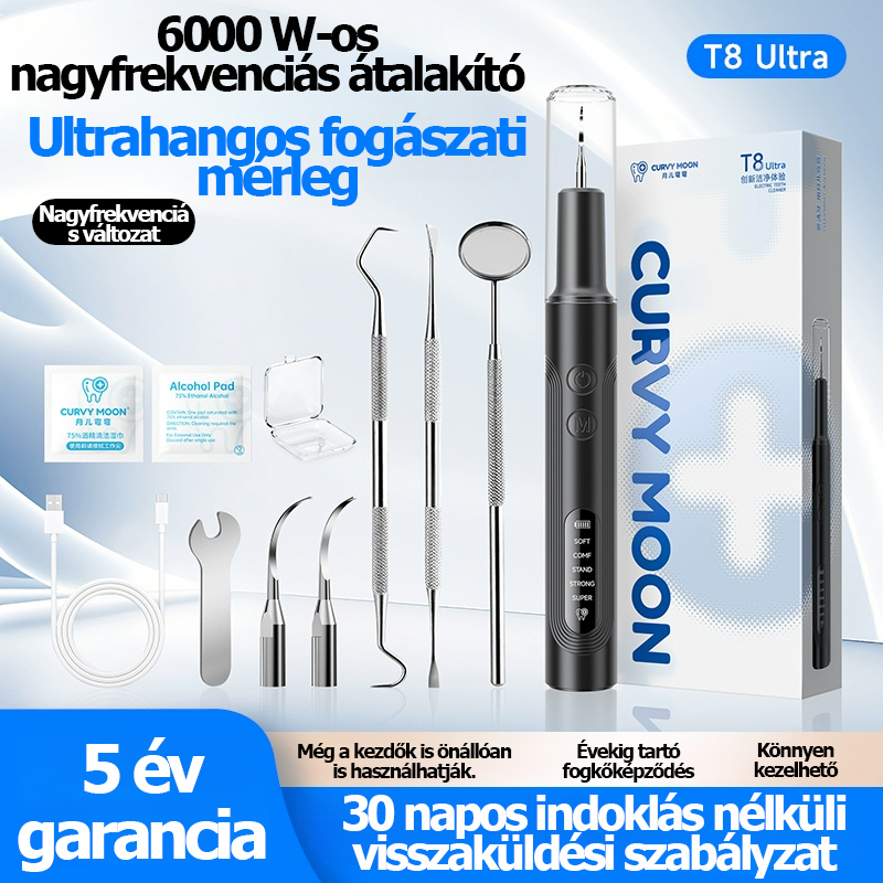 CURVY MOON Visual ultrahangos fogtisztító - Eltávolítja a fogkövet és a foltokat, tisztítja a fogakat és a foltokat