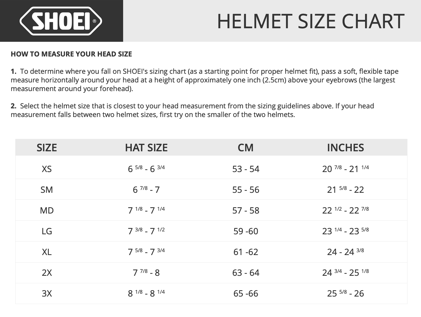 size chart