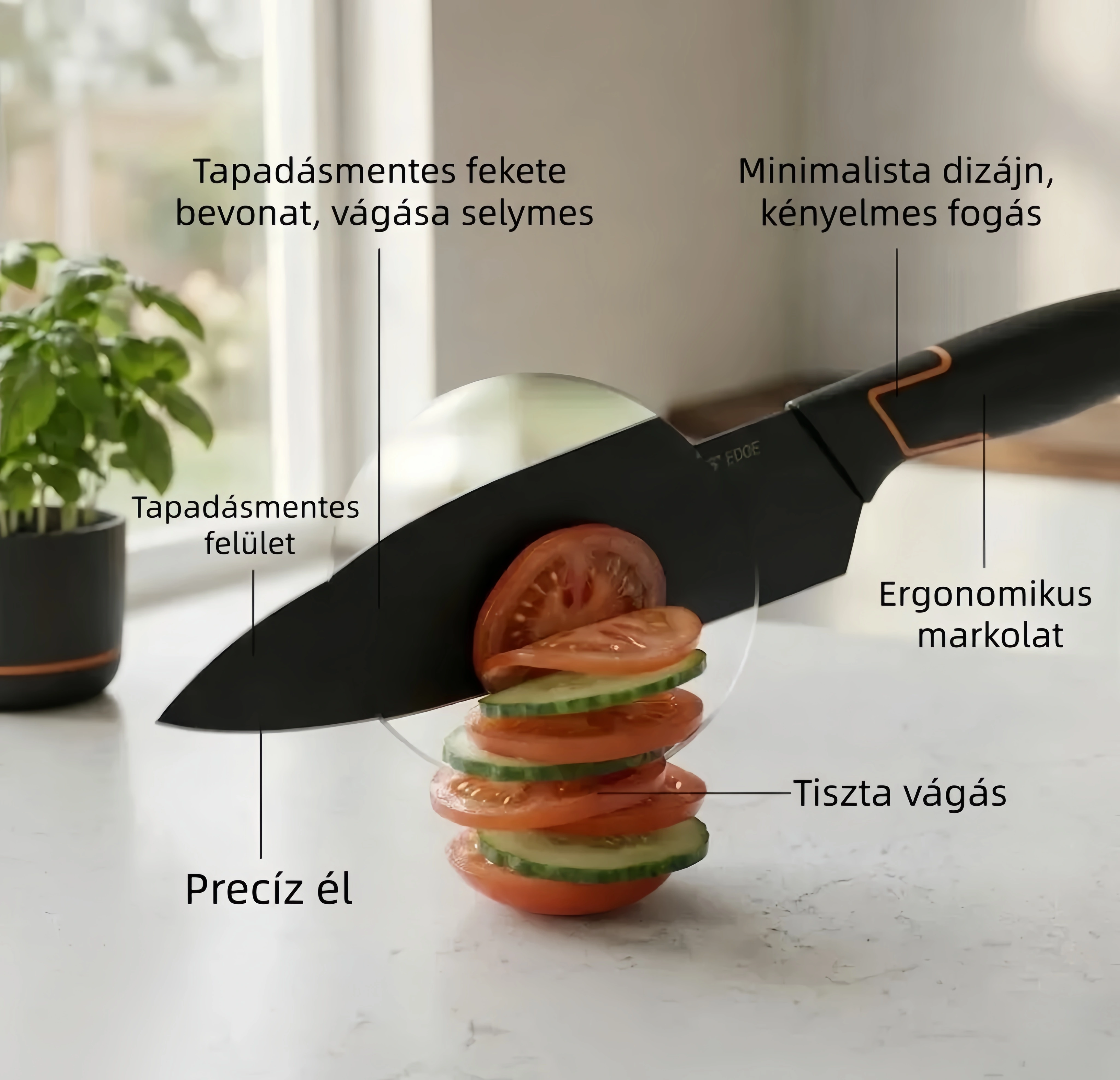 FISKARS® EDGE limitált kiadás – 5 darabos prémium konyhakés szett blokkal és élezővel