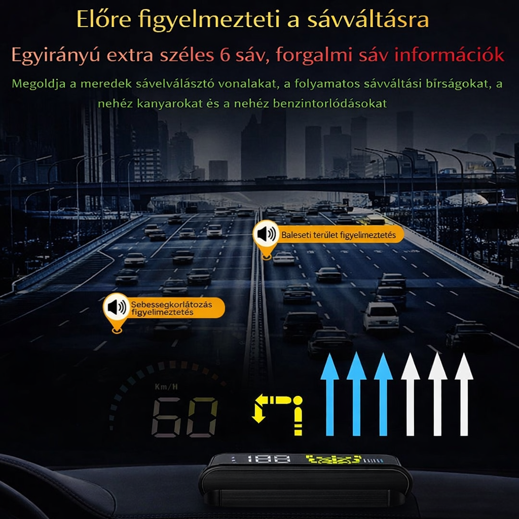 Head-up kijelzős projektor autószinkronizációs sebességmérő univerzális HUD GPS navigáció OBD