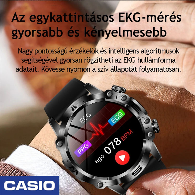 CASIO™AI ORVOSI DIAGNOSZTIKÁS OKOSÓRA - 2025 ÚJ VÉRLIPIDEK, HÚGYSAV, VÉRGLUKOZ SZINT - EKG+PPG FITNESZKÖVETŐ