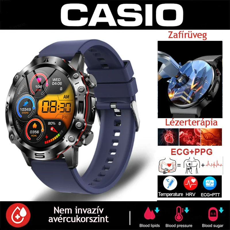 CASIO™AI ORVOSI DIAGNOSZTIKÁS OKOSÓRA - 2025 ÚJ VÉRLIPIDEK, HÚGYSAV, VÉRGLUKOZ SZINT - EKG+PPG FITNESZKÖVETŐ