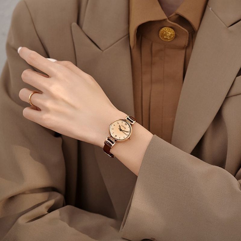 复古考试手表女款学生ins高颜值轻奢英伦小香风小表盘女士石英表