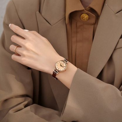 复古考试手表女款学生ins高颜值轻奢英伦小香风小表盘女士石英表
