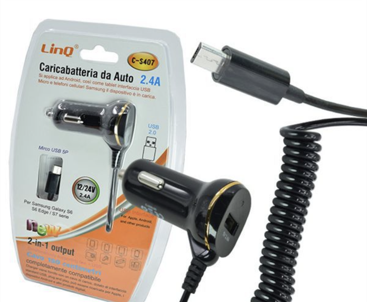 C-S407 | Caricabatterie da auto micro USB (Linq)