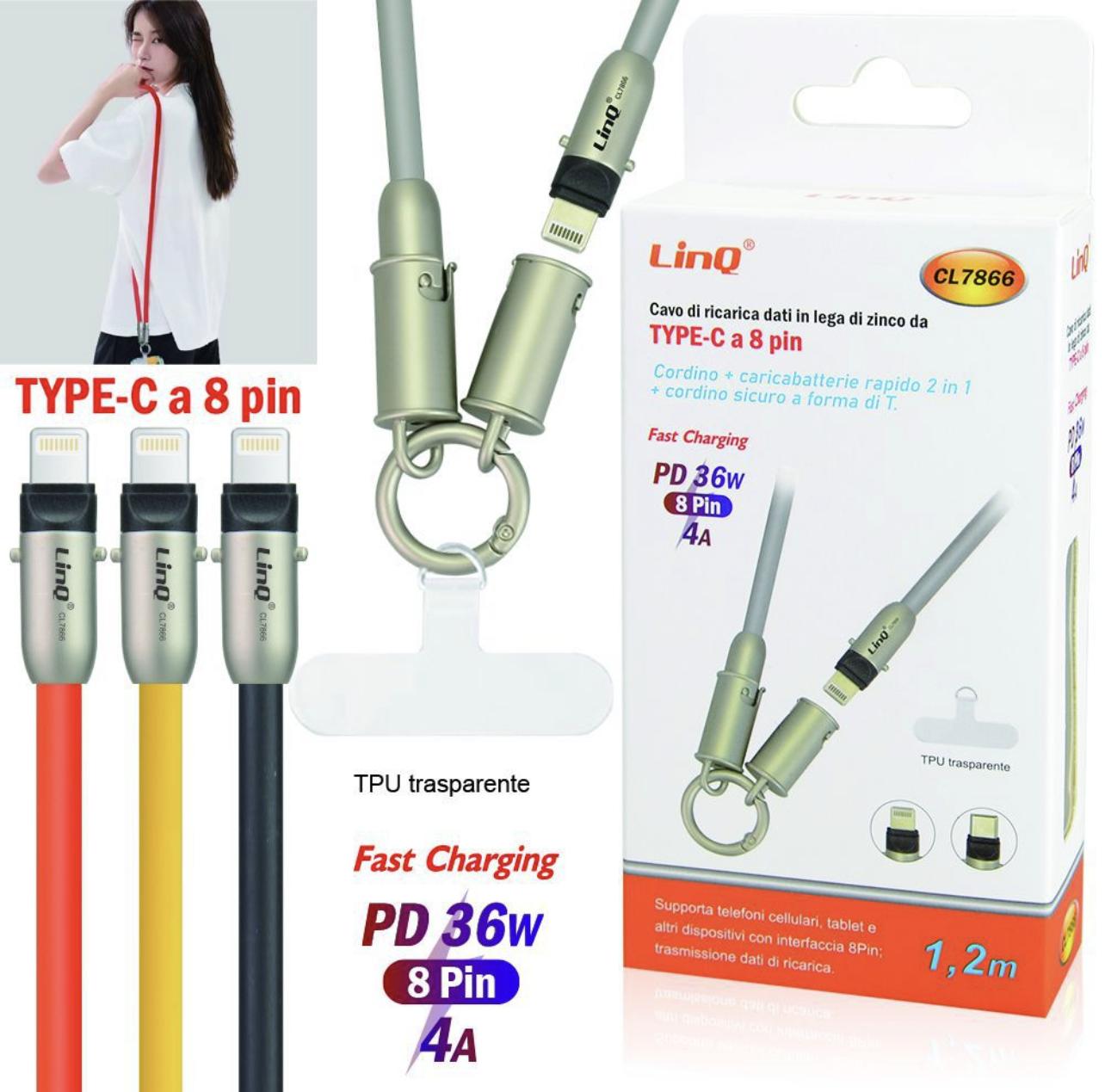 CL7866 | Cavo di ricarica Type-C a Lightning (Linq)