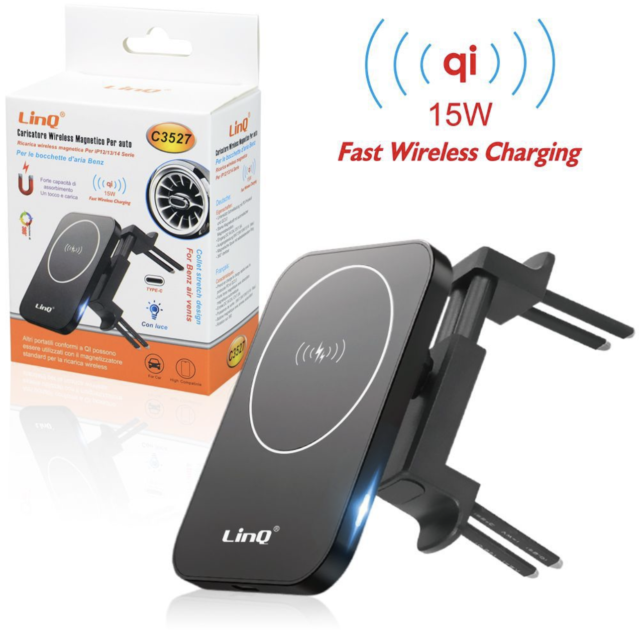 C3527 | Caricatore wireless magnetico per auto (Linq)