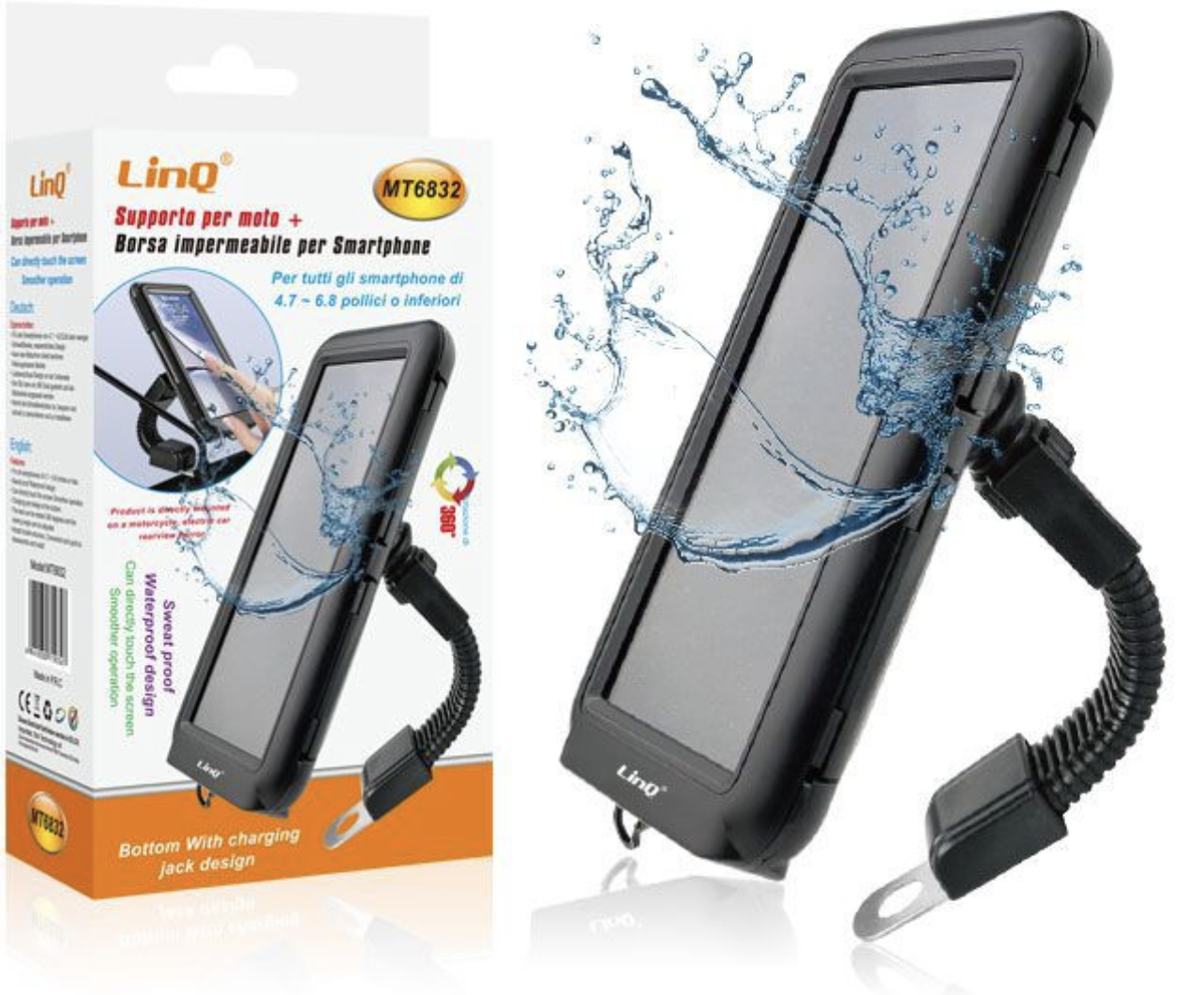 MT6832 | Supporto per moto + borsa impermeabile (Linq)