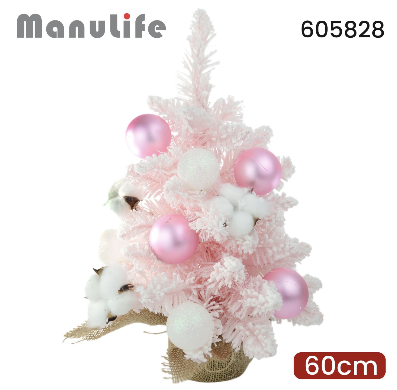 605828 | Albero di Natale rosa innevato 60cm (Manulife)