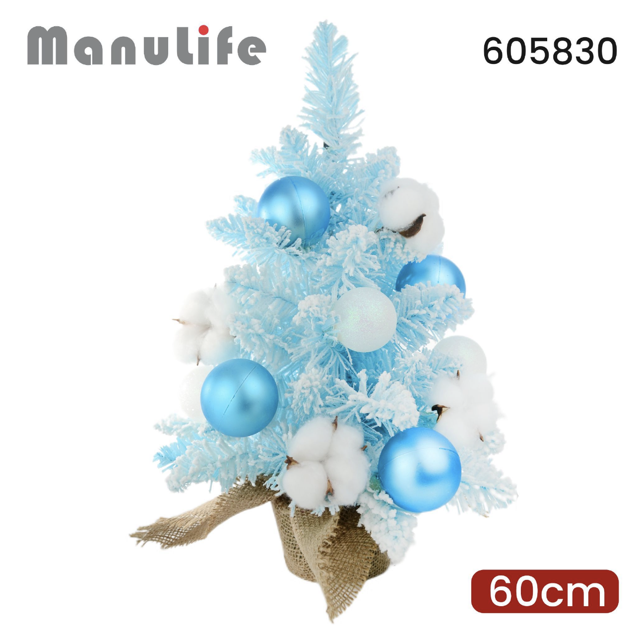 605830 | Albero di Natale celeste innevato 60cm (Manulife)