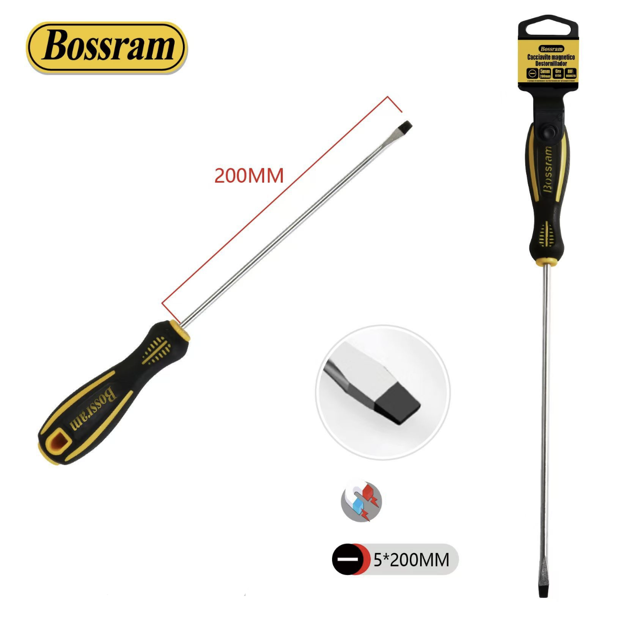 868026 | Cacciavite magnetico 5x200 mm (Bossram)