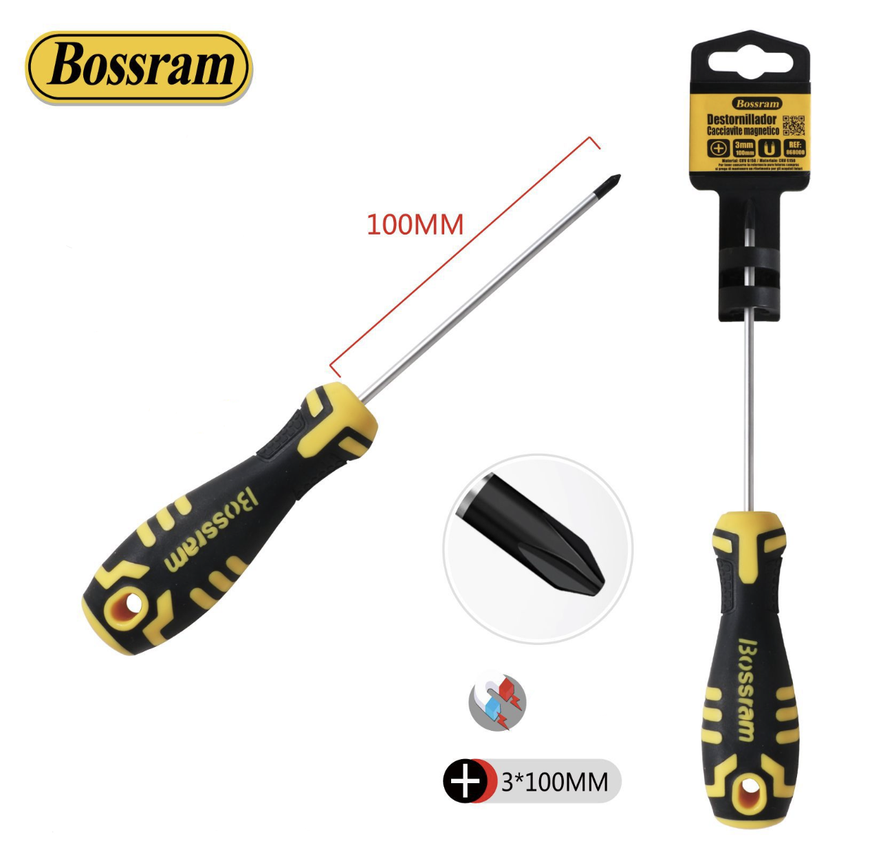 868000 | Cacciavite magnetico 3*100 mm (Bossram)