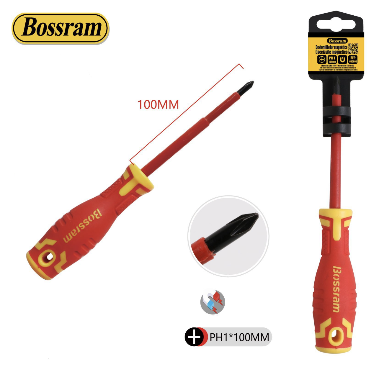655992 | Cacciavite magnetico isolante PH1*100 mm (Bossram)
