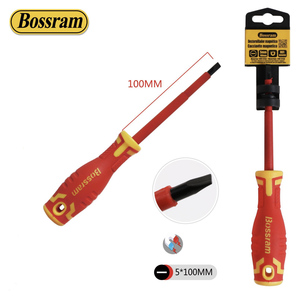 655995 | Cacciavite magnetico isolante 5*100 mm (Bossram)