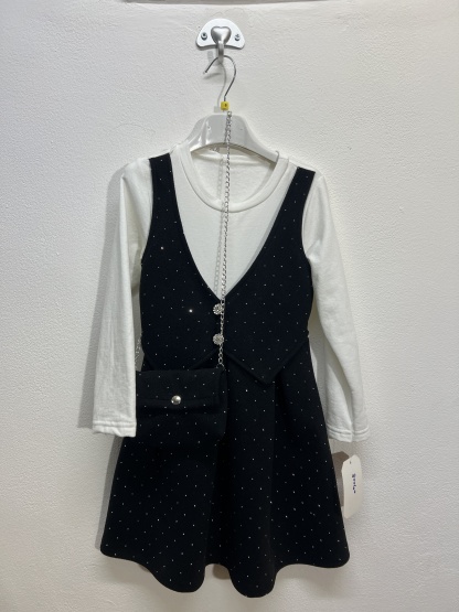 80040 | Vestitino brillantinato con borsa 