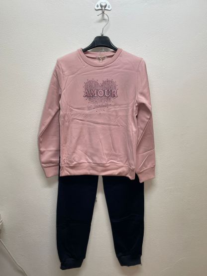 XBA9355 | Tuta con cuore brillantinato 