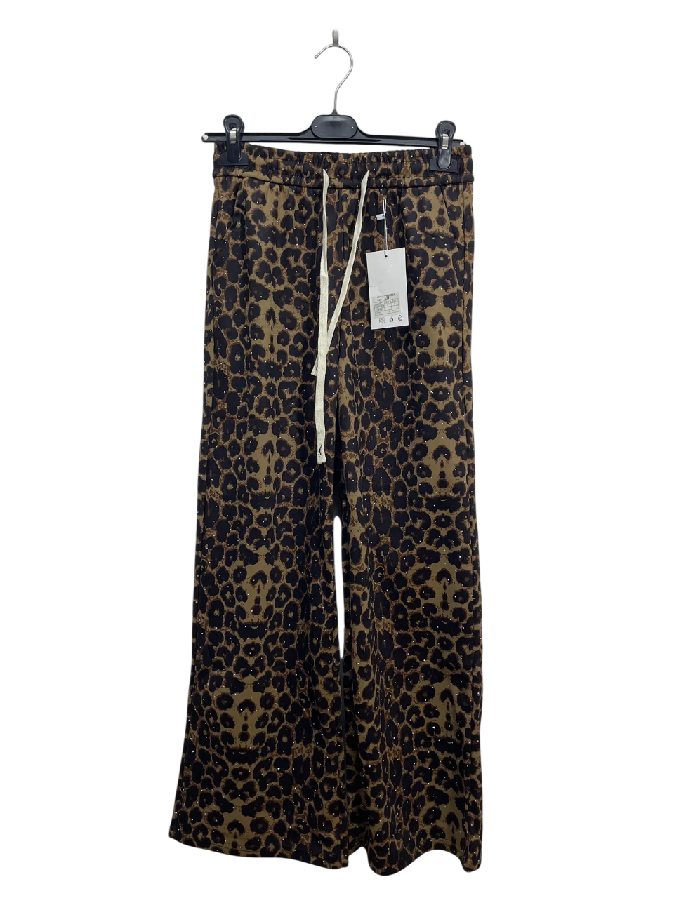 YV5376 | Pantalone tuta leopardato brillantinato