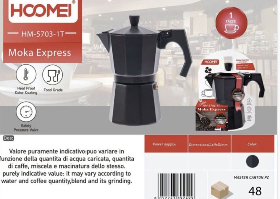 HM-5703-1T | Moka espresso nera
