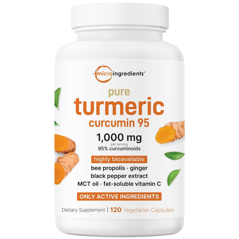 Micro Ingredients Curcumin Supplement – 1000mg Turmeric, 95% Curcuminoids, Black Pepper + MCT Oil – 120 Veg Caps