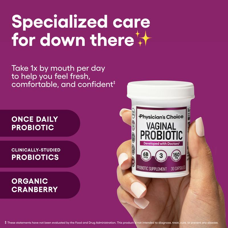 Physician's Choice Women's Vaginal Probiotic – Odor & pH Support, Daily Feminine Wellness, Cranberry + Prebiotics