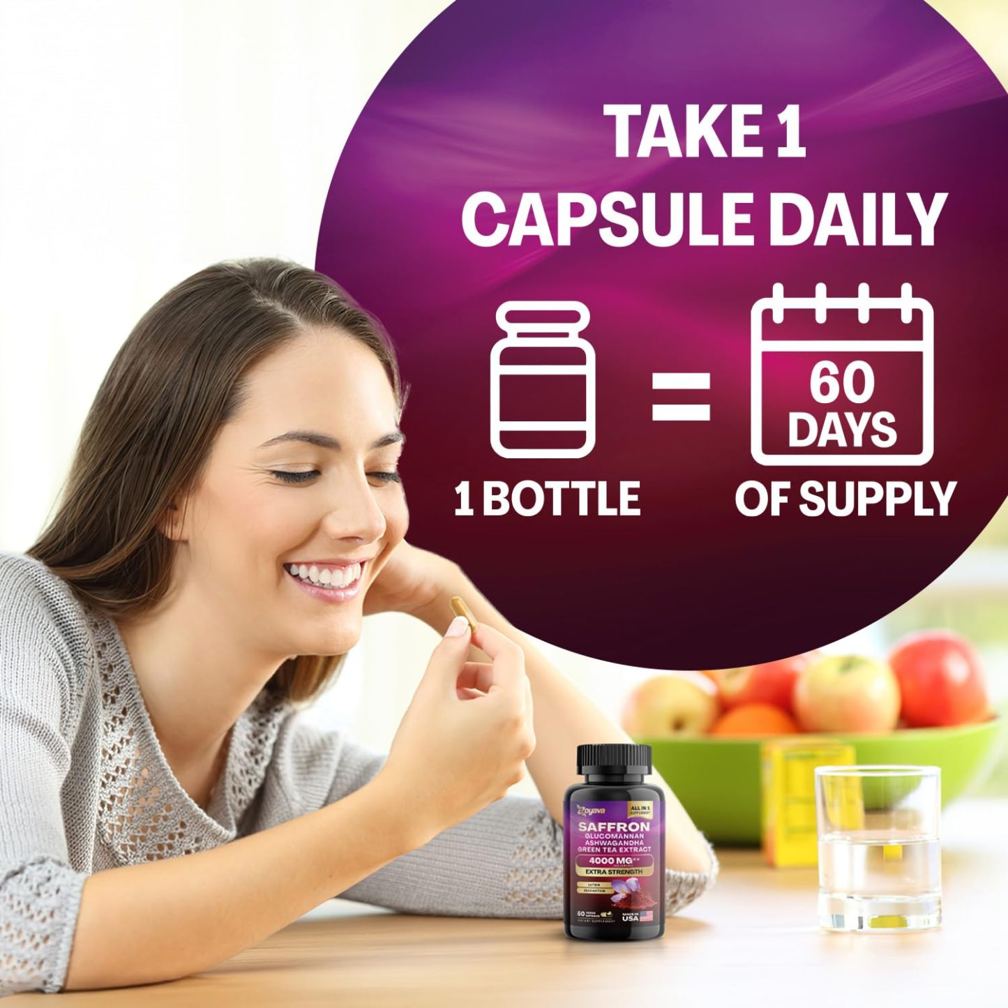 Zoyava™ Revitalize Your Wellness: Saffron ZestyZen Blend - 4,000MG Powerhouse