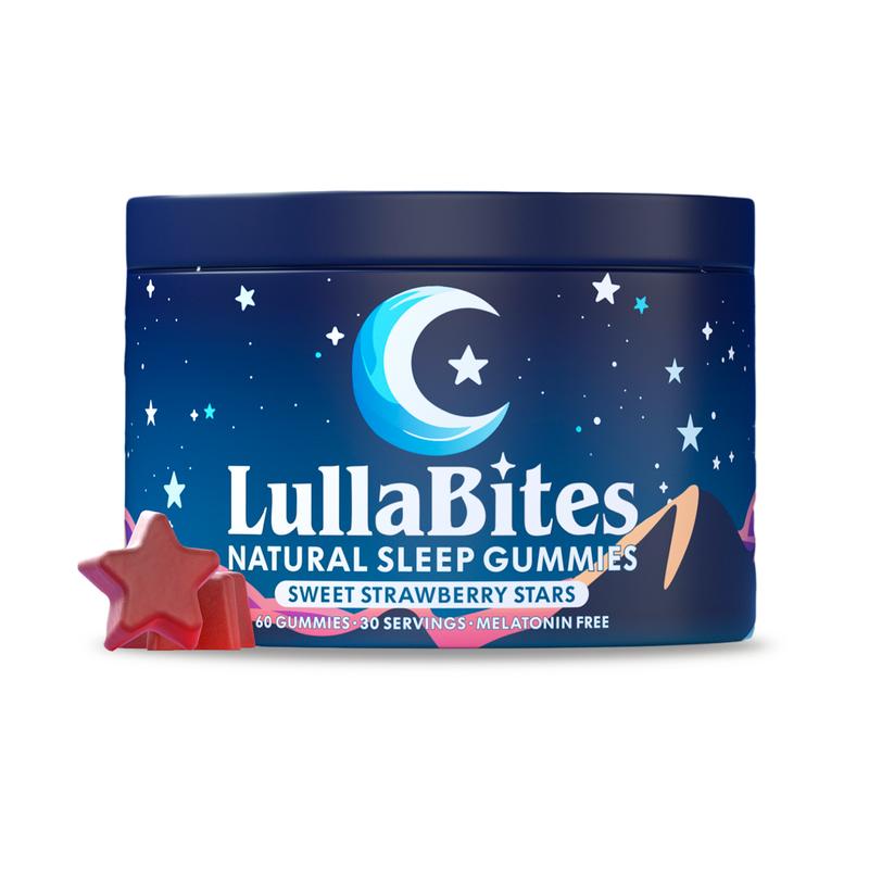 LullaBites Strawberry Sleep Gummies – Natural, Melatonin-Free | 30 Servings for Restful Nights