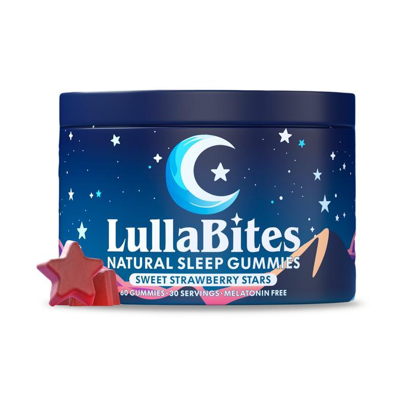 LullaBites Strawberry Sleep Gummies – Natural, Melatonin-Free | 30 Servings for Restful Nights