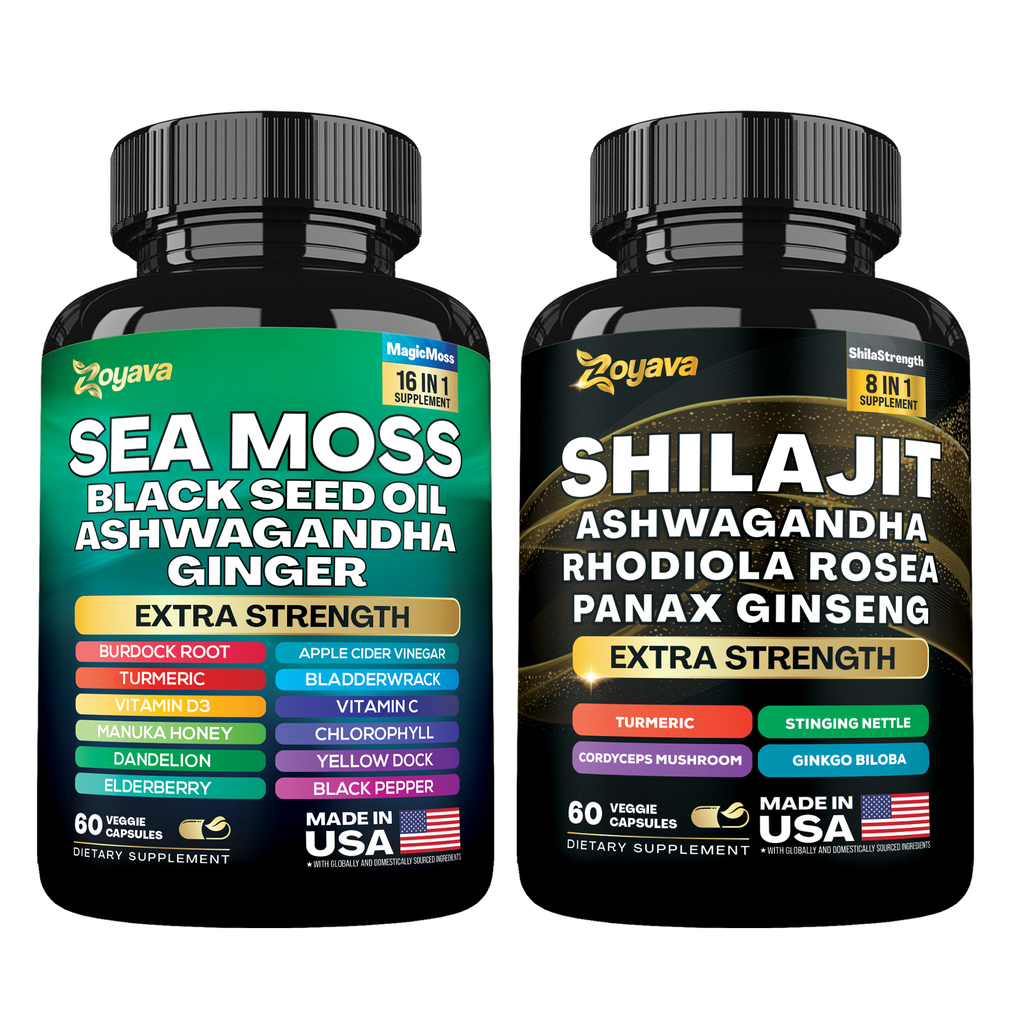 Dynamic Vitality Boost Duo: Sea Moss & Shilajit