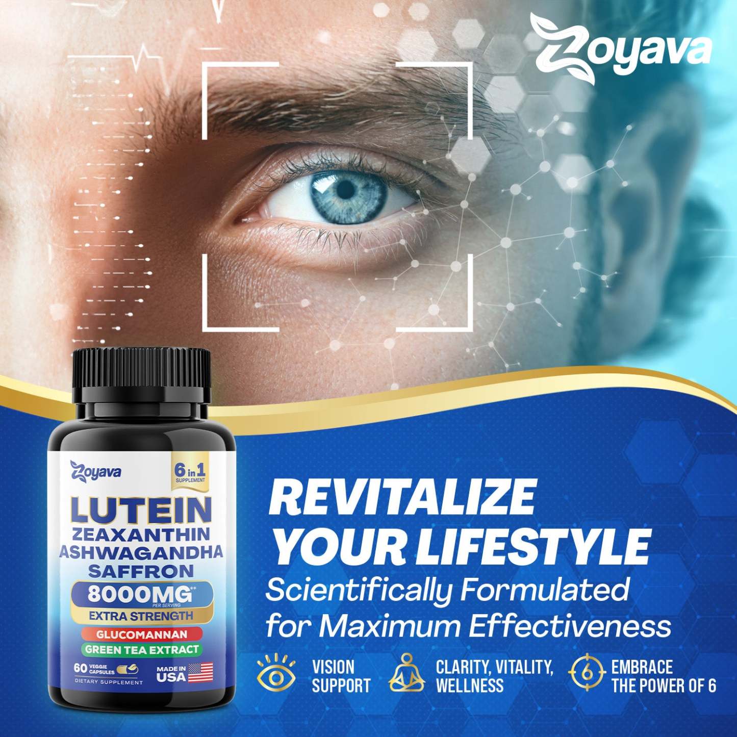 Zoyava™ SightShield Advanced Lutein and Zeaxanthin Supplements - 8000 MG Power Blend