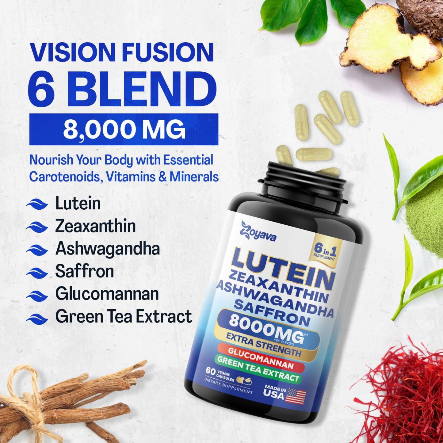 Zoyava™ SightShield Advanced Lutein and Zeaxanthin Supplements - 8000 MG Power Blend