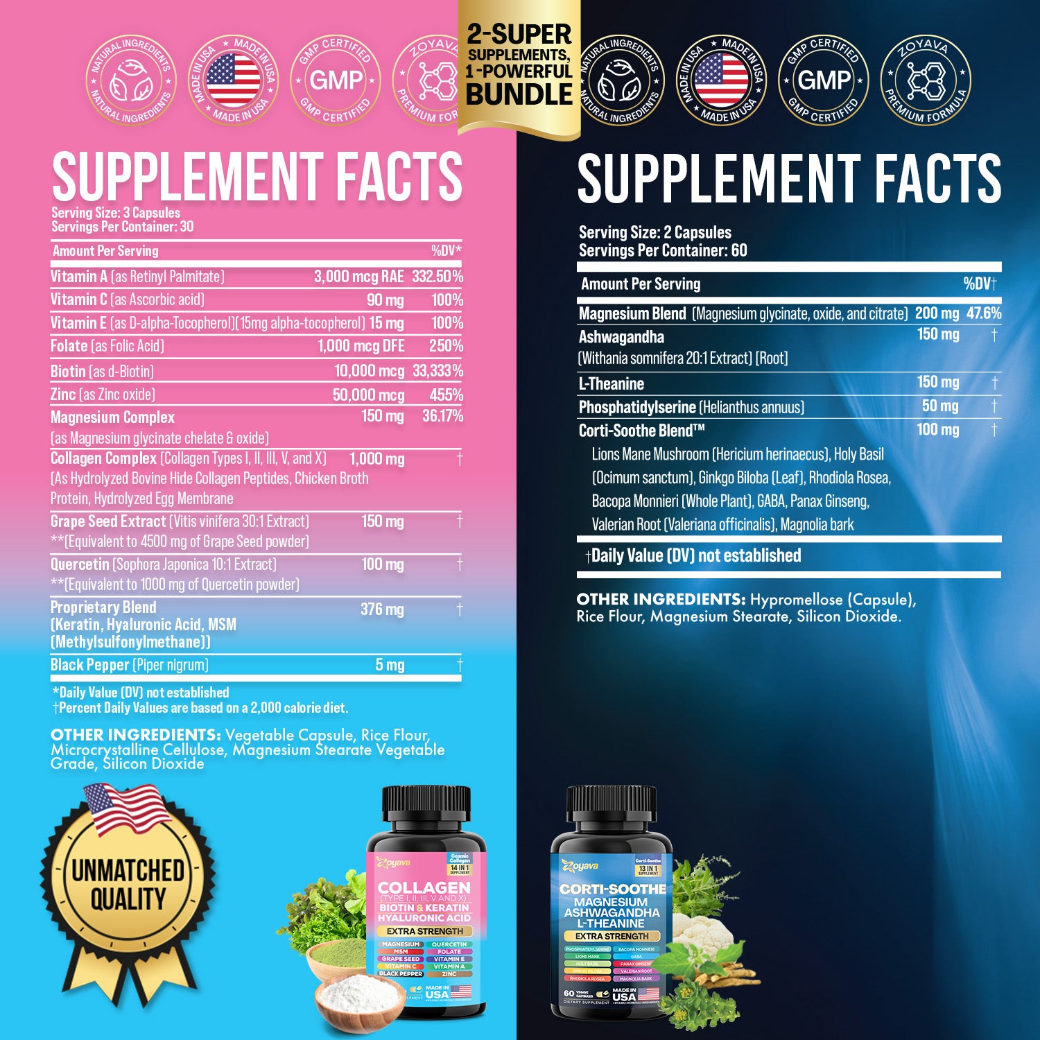 Shining Serenity Set - Corti-Soothe & Cosmic Collagen Bundle: Wellness & Beauty Supplements