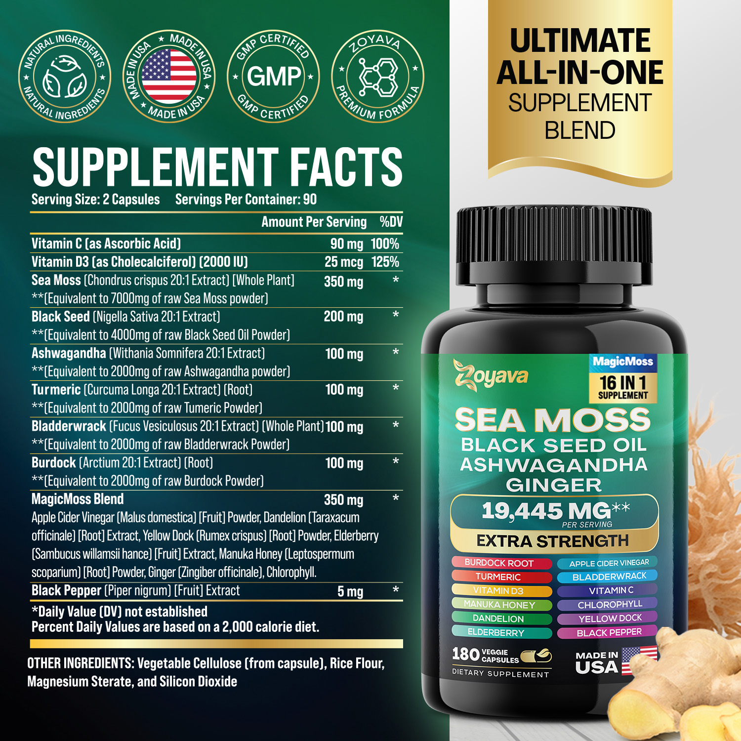 Vitality Boost Duo: Sea Moss 16-in-1 Magic Moss 180 Caps & Shilajit Power ShilaStrength Blend - Energize Your Life!