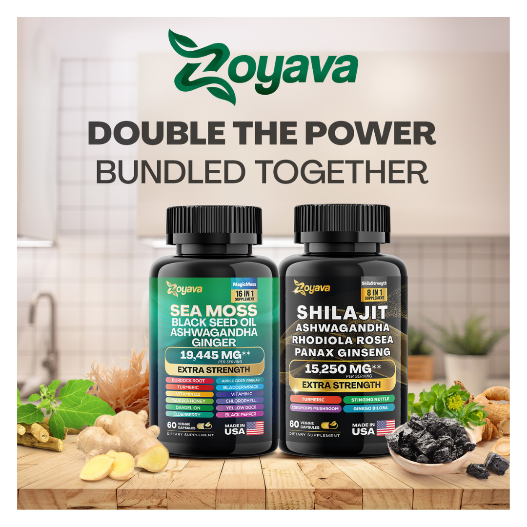 Zoyava™ Vitality Boost Duo: Sea Moss 16-in-1 Magic Moss & Shilajit Power ShilaStrength Blend