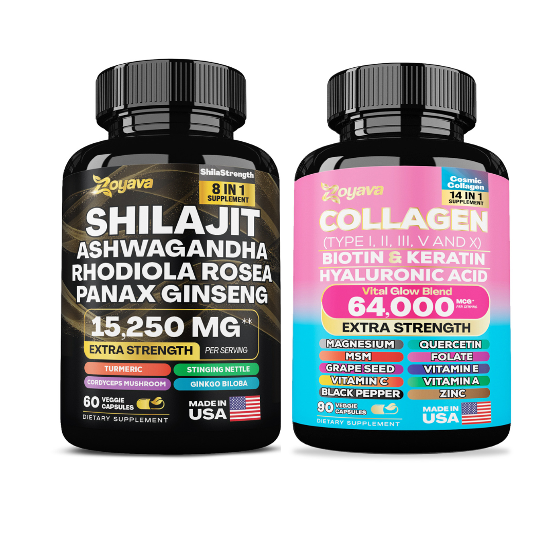 Zoyava™ Shilajit Power ShilaStrength Blend - 15,250MG & Cosmic Collagen Beauty Complex 64,000MCG