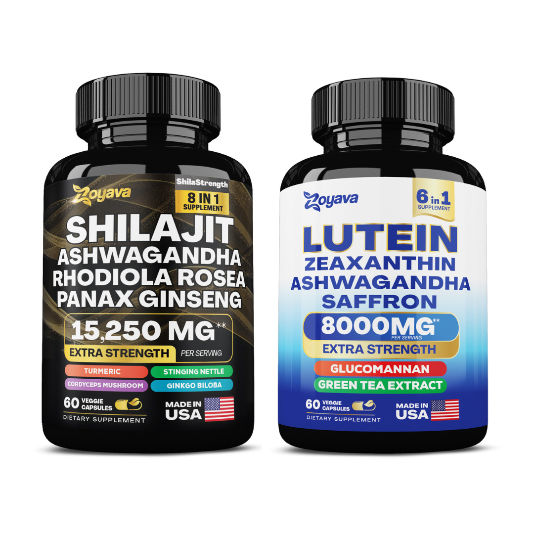 Zoyava™ Ultimate Duo Shilajit Power ShilaStrength Blend - 15,250MGs and SightShield Lutein and Zeaxanthin Supplements 8000 MG