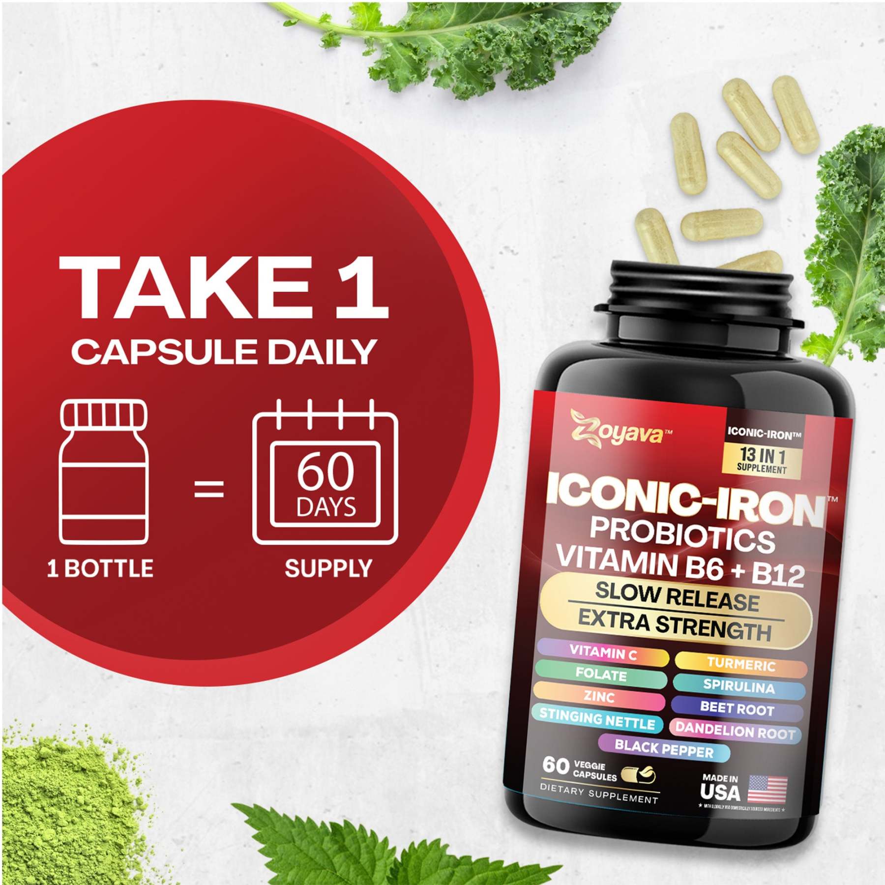 Zoyava™ All-in-One Iconic-Iron Supplement for Wellness & Vitality