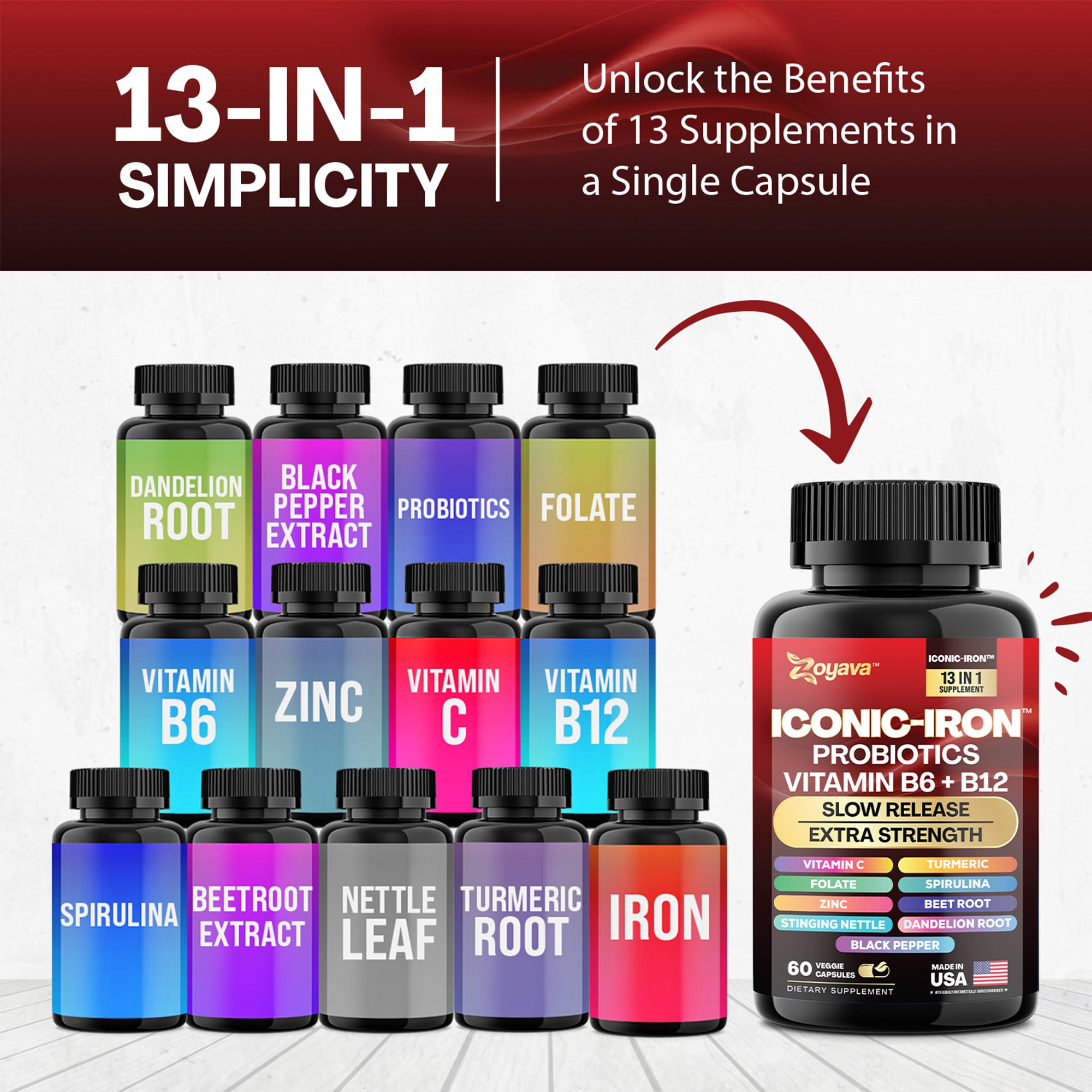 Zoyava™ All-in-One Iconic-Iron Supplement for Wellness & Vitality