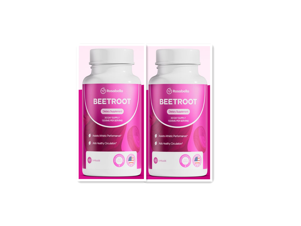 Organic Beetroot Capsules 1300mg by Rosabella – Cardiovascular & Stamina Support | 60 Capsules