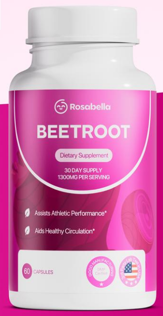 Organic Beetroot Capsules 1300mg by Rosabella – Cardiovascular & Stamina Support | 60 Capsules