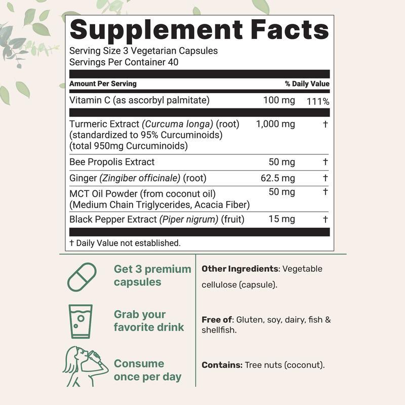 Micro Ingredients Curcumin Supplement – 1000mg Turmeric, 95% Curcuminoids, Black Pepper + MCT Oil – 120 Veg Caps