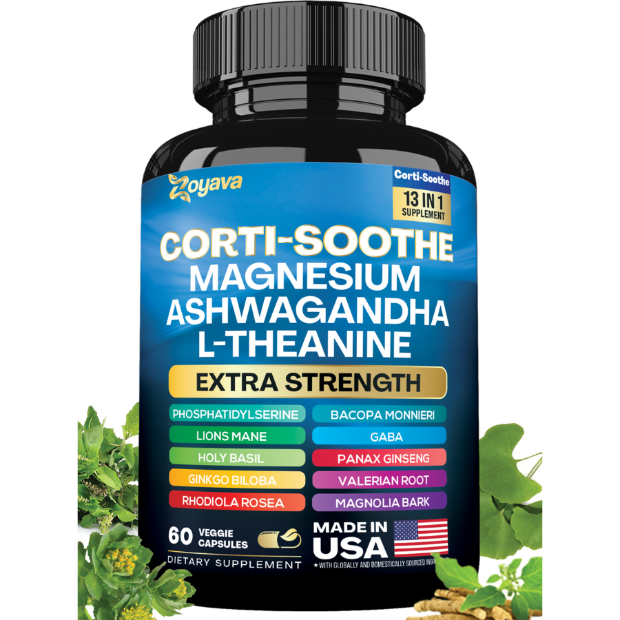 Zoyava™ Ultimate Corti-Soothe Balance: Stress Relief, Calm, and Cognitive Boost - 60 Caps
